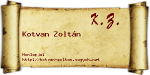 Kotvan Zoltán névjegykártya