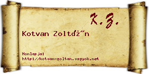 Kotvan Zoltán névjegykártya